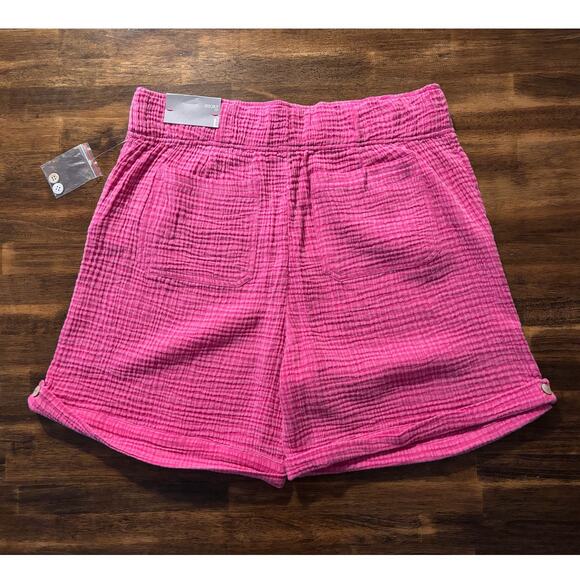 Soft Surroundings Women’s Large Shorts 5.5" Inseam Cotton Gauze Cuffed High Rise - Picture 3 of 12